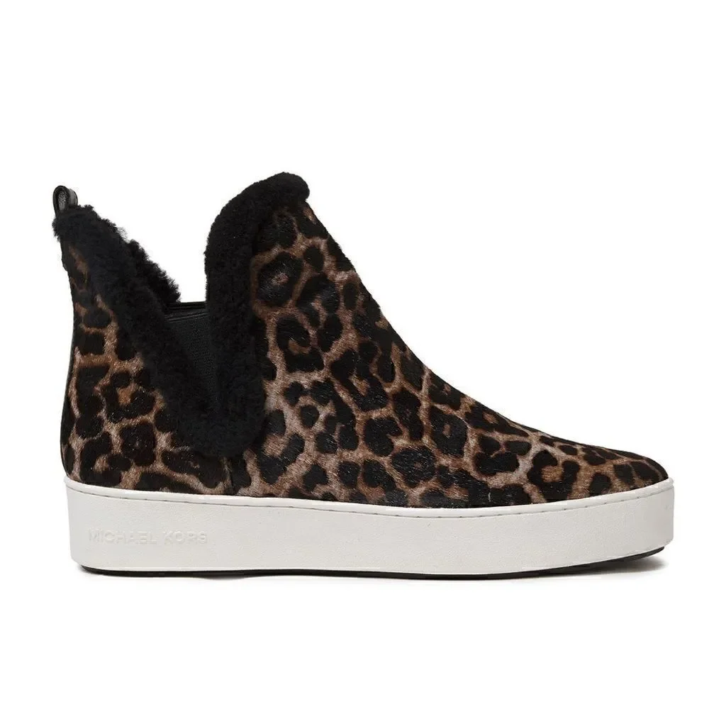 Micheal KORS Ashlyn Leather Slip On Leopard Bootie
